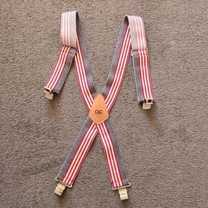CUSTOM LEATHERCRAFT CLC Suspenders Mens Red White Blue Patriotic Adjustable